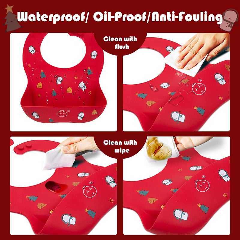 Little Dimsum Baby Bib Silicone Adjustable Waterproof - Soft Comfortable Feeding Bib with Food Catcher for Infants and Toddlers, Easy-Clean Design - Image 4